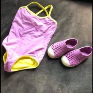 Reversible swim suit & pair of water shoes